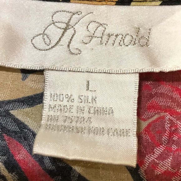 K Arnold Vintage Floral 100% Silk Shirt L - Picture 5 of 8